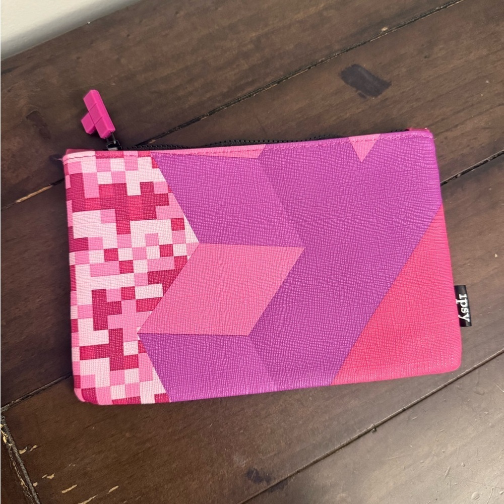 ipsy Pink and Purple Geometric Cosmetic Bag